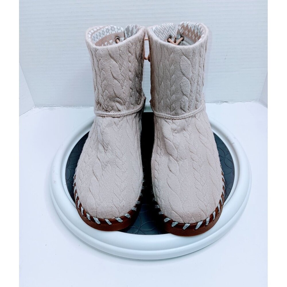Muk Luks Womens Cable Knit Booties Size 7.5 With Faux Fur Insole & Memory Foam S